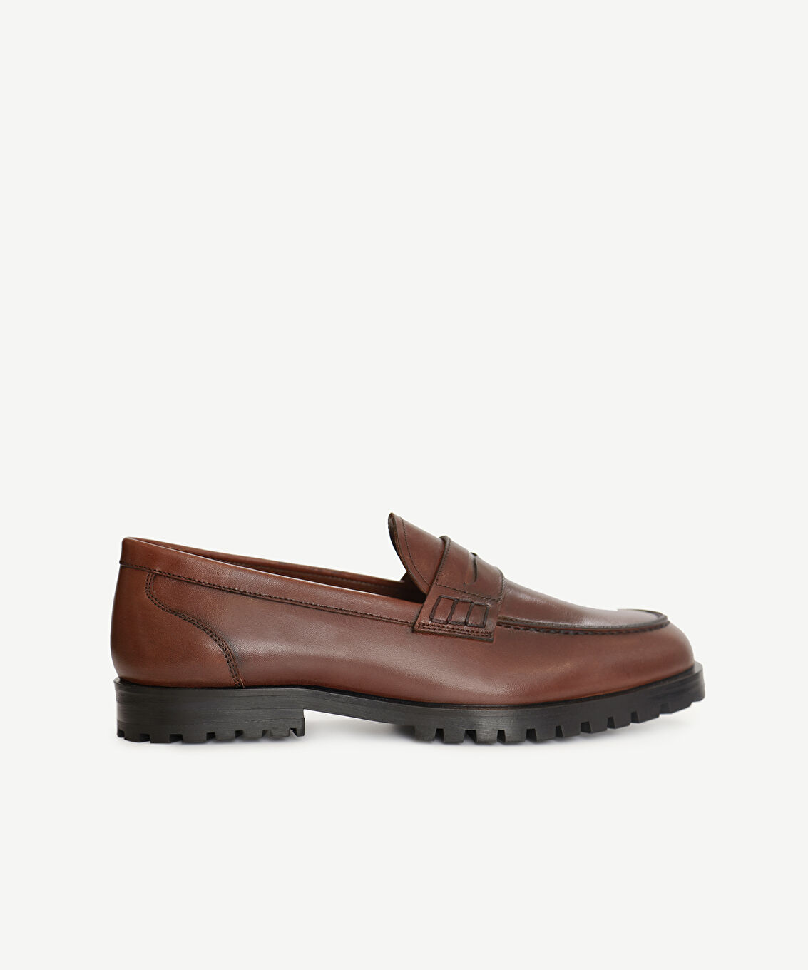 El Boyaması Deri Loafer