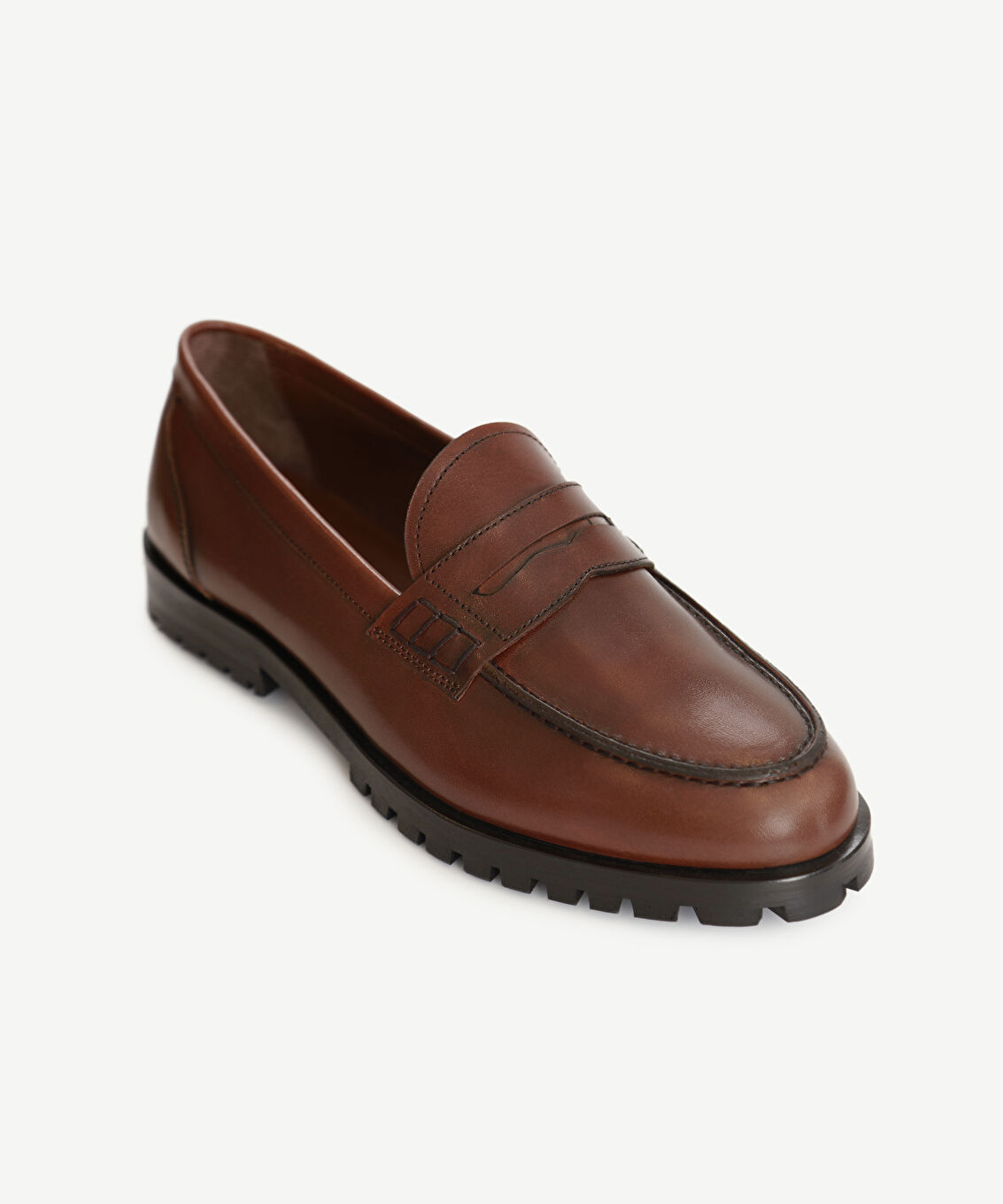 El Boyaması Deri Loafer