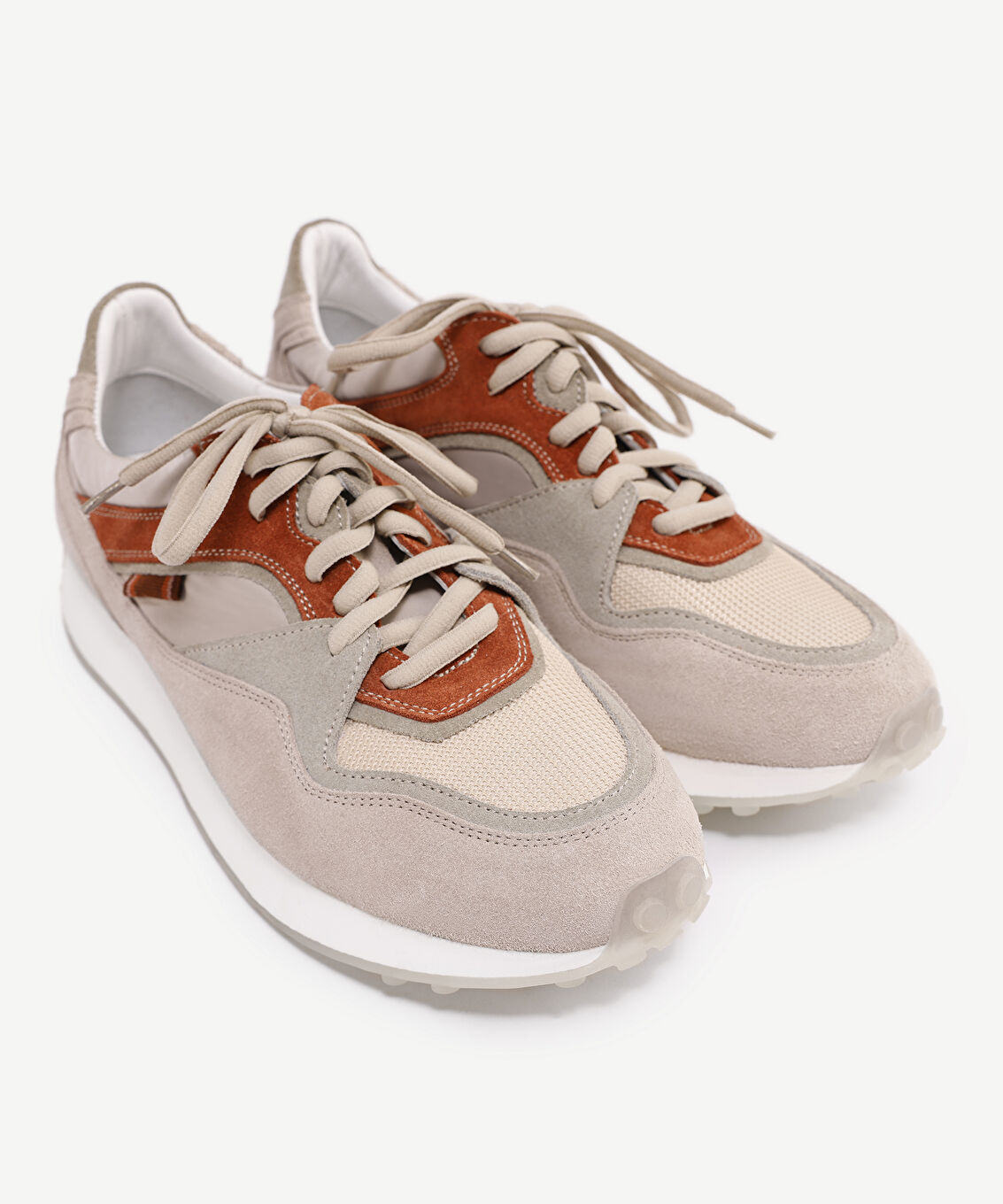 Kumaş Detaylı Deri Sneaker