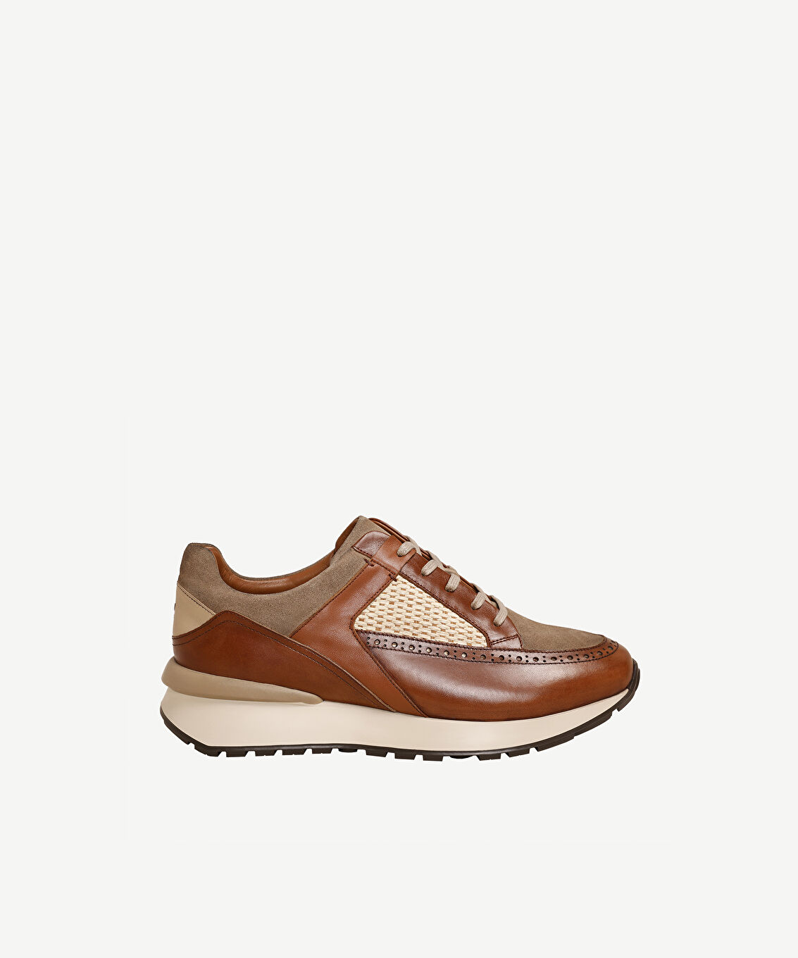 Hasır Detaylı Deri Sneakers