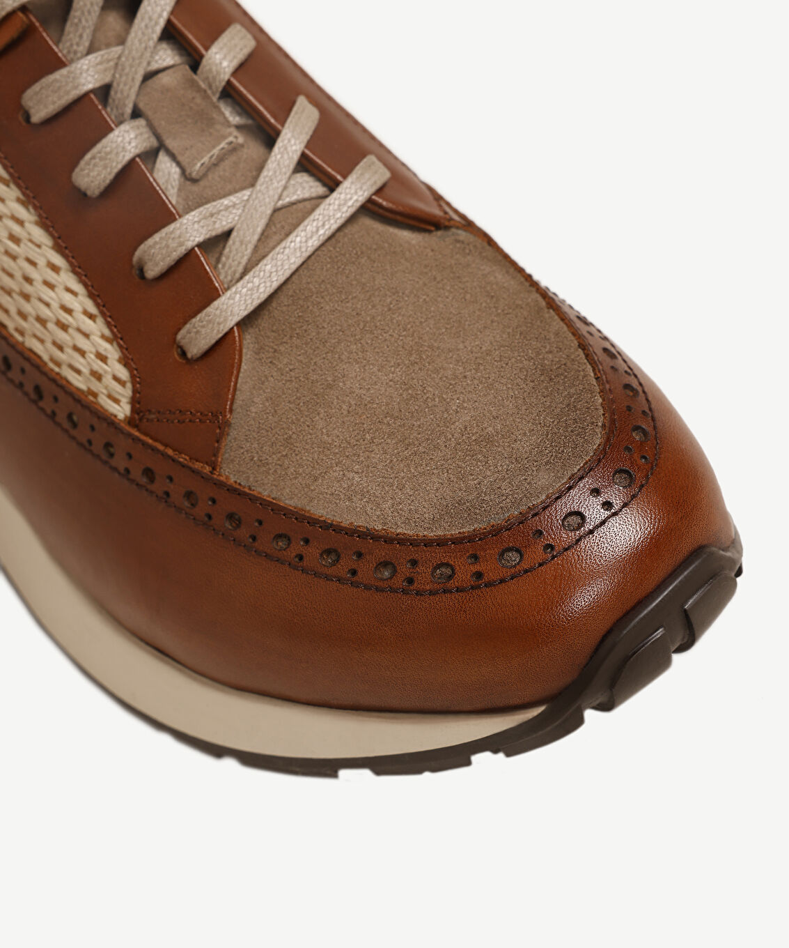Hasır Detaylı Deri Sneakers