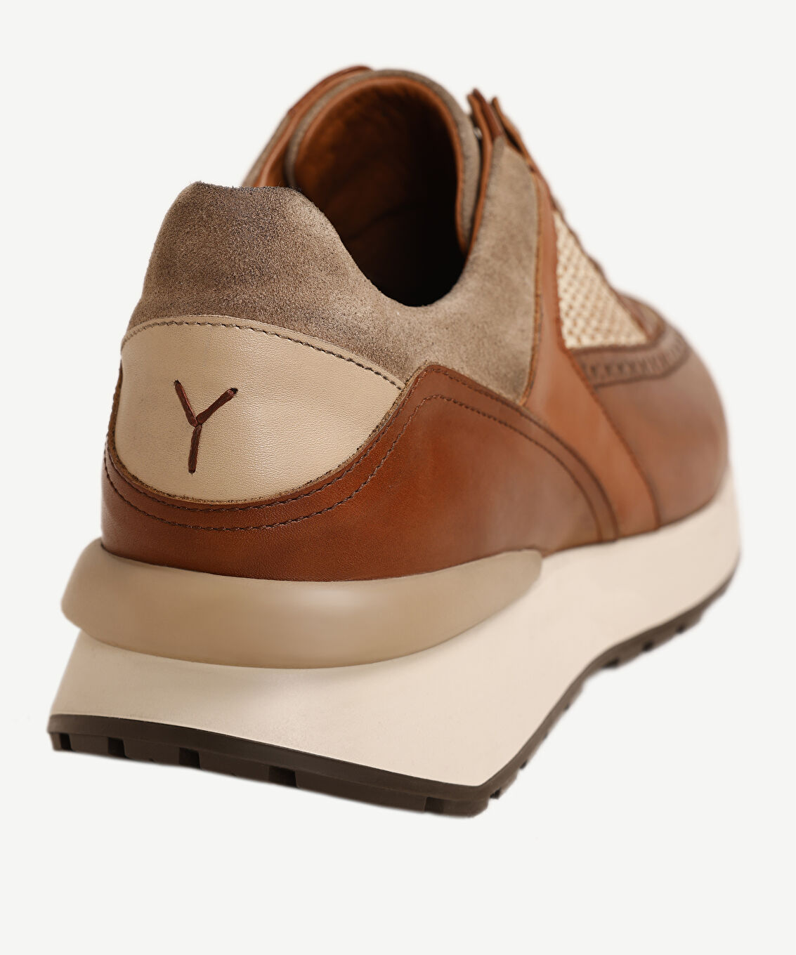 Hasır Detaylı Deri Sneakers