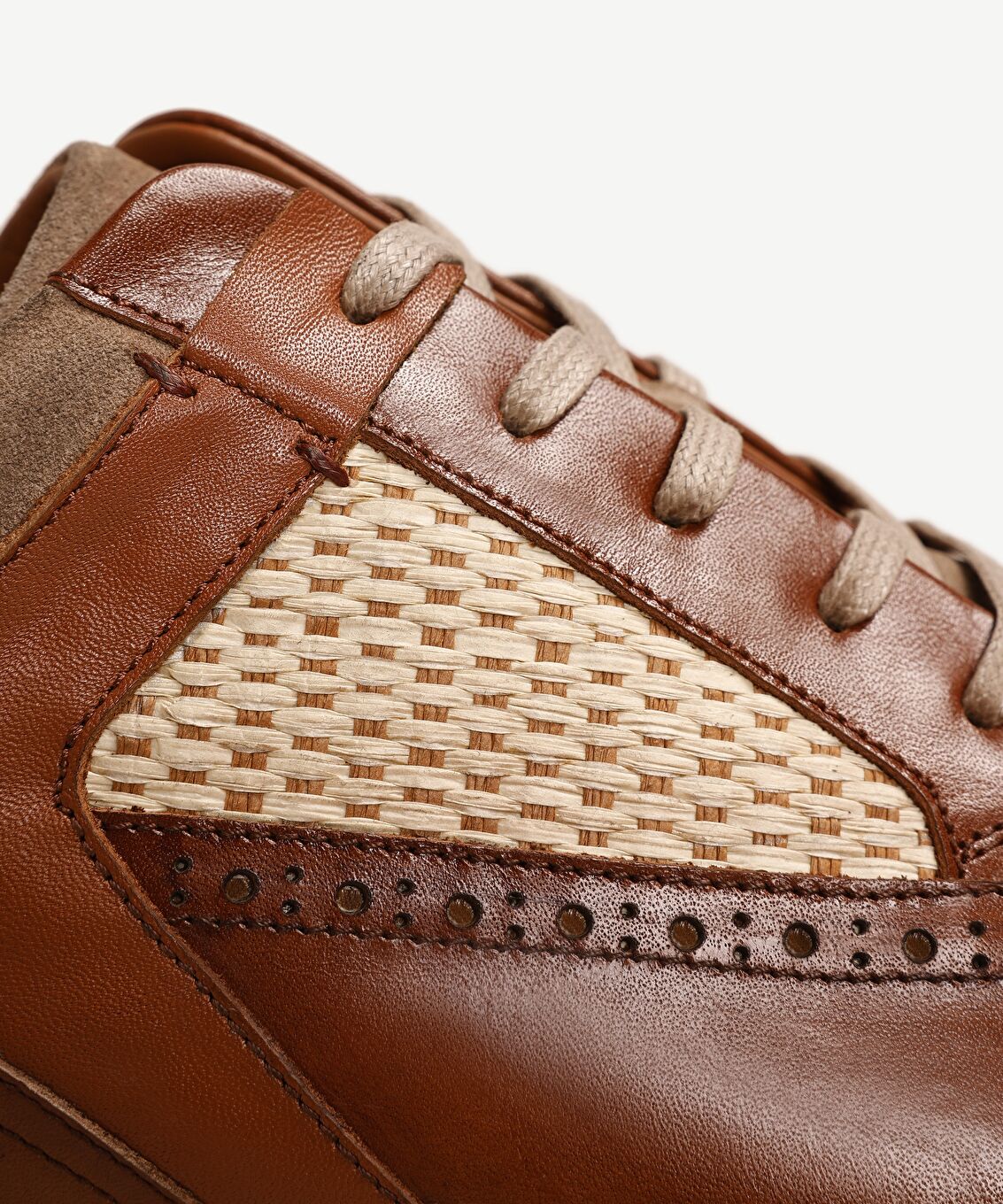 Hasır Detaylı Deri Sneakers