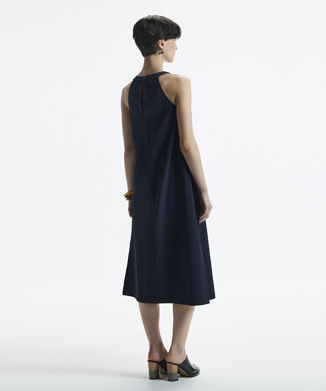Halter Yaka Midi Boy Elbise
