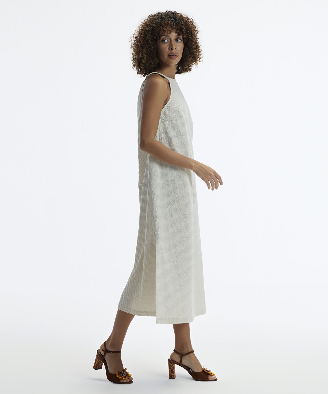 Halter Yaka Midi Boy Elbise