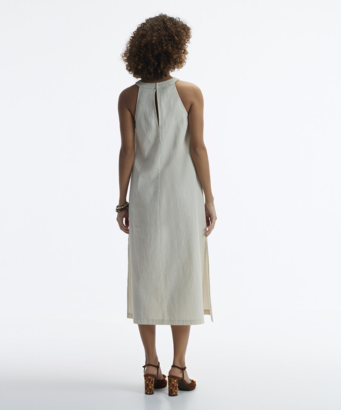 Halter Yaka Midi Boy Elbise