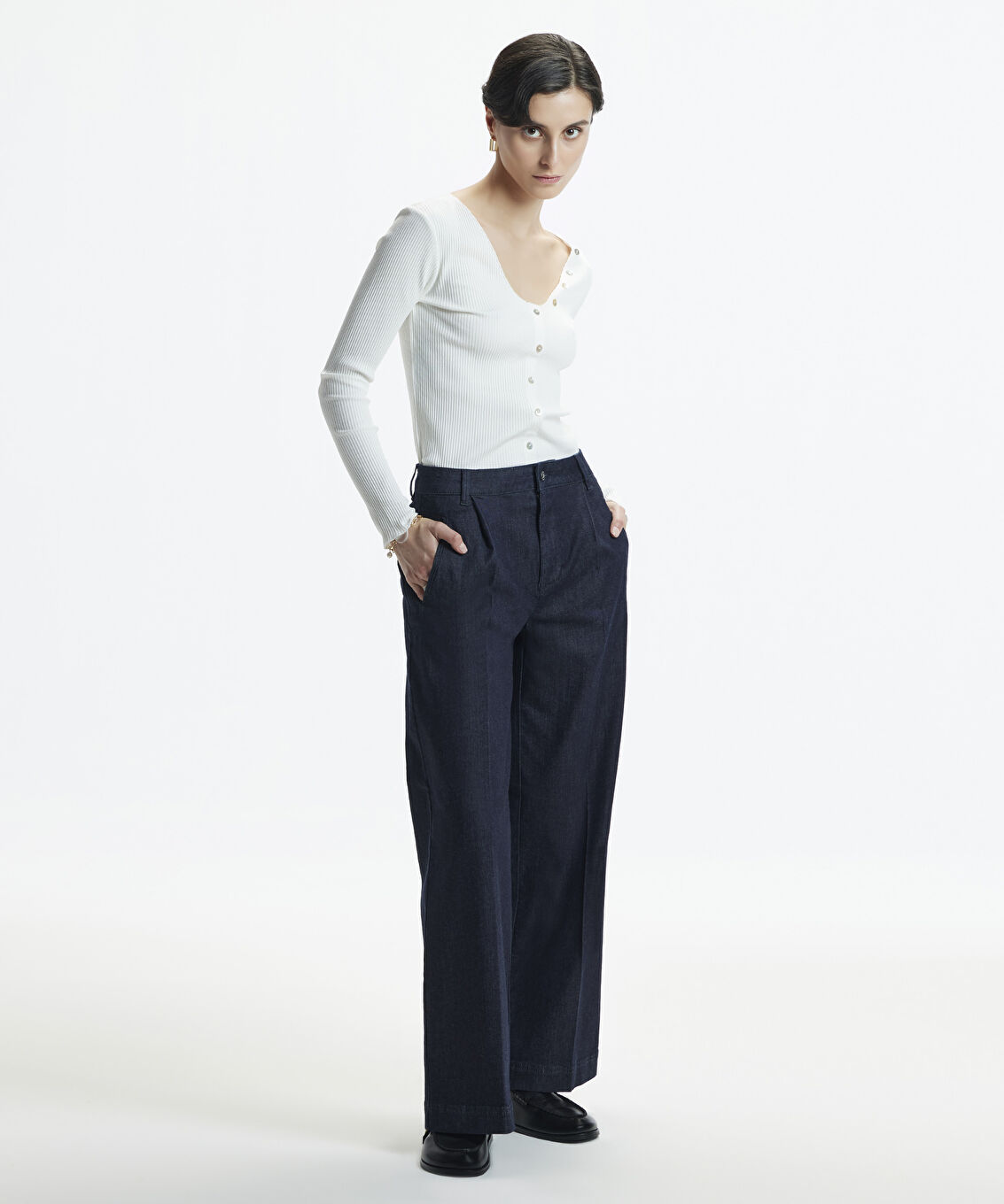 Geniş Paca Denim Pantolon