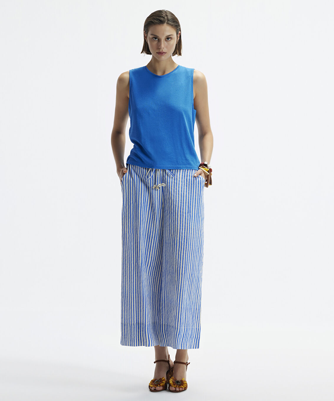 Culotte Fit Beli Bağlamalı Pantolon