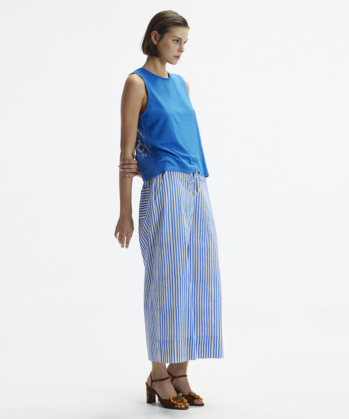 Culotte Fit Beli Bağlamalı Pantolon