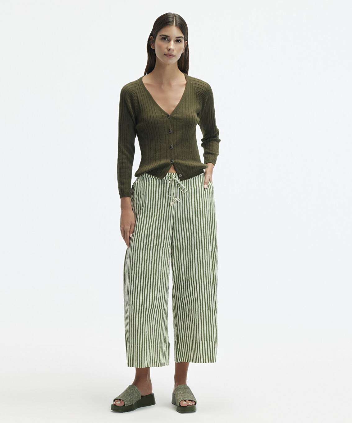 Culotte Fit Beli Bağlamalı Pantolon