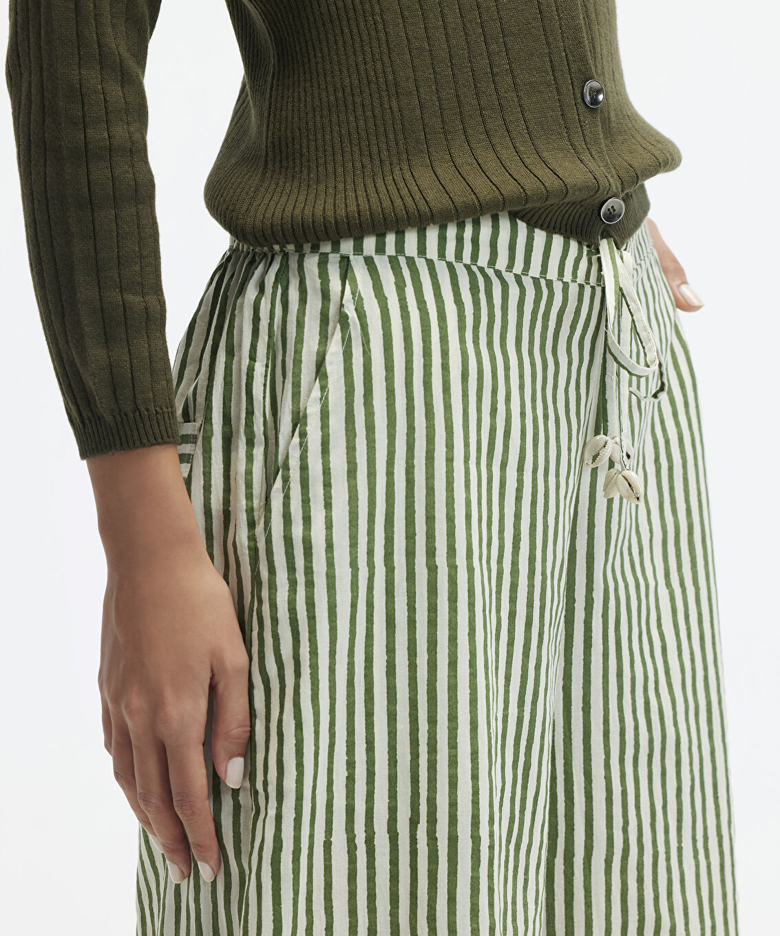 Culotte Fit Beli Bağlamalı Pantolon