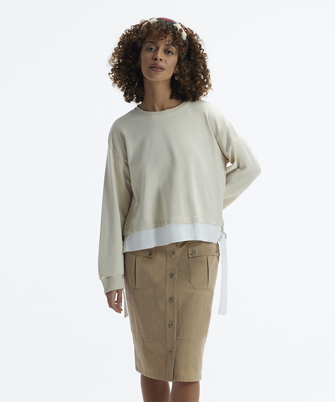 Kontrast Detaylı Sweatshirt