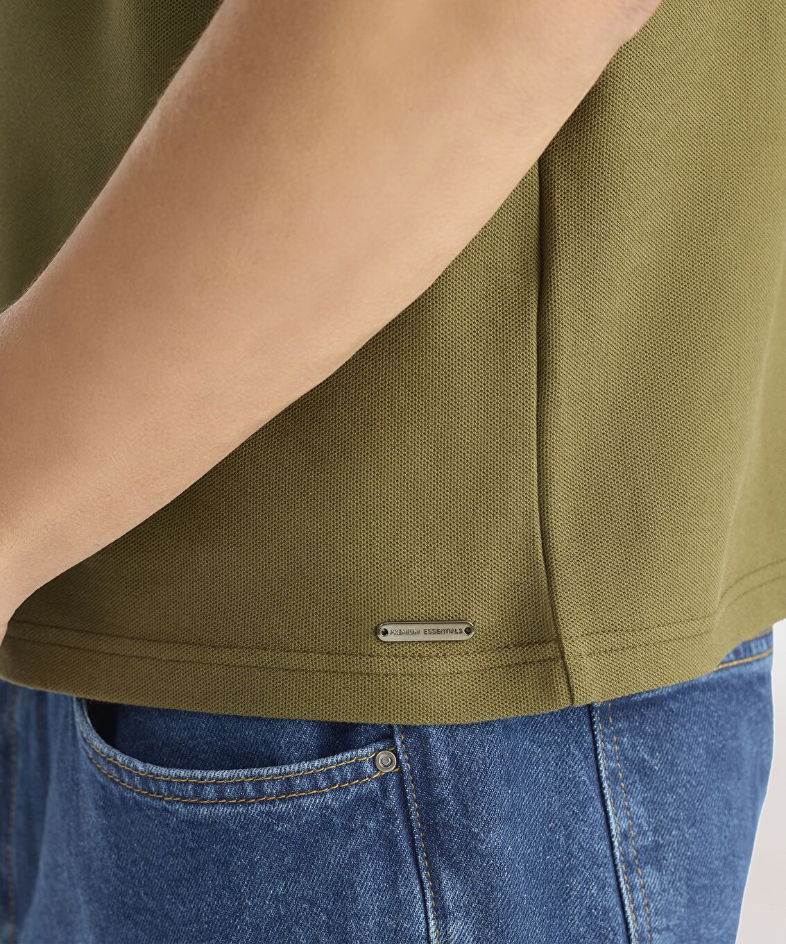 Ribana Detaylı Erkek Bisiklet Yaka T-shirt