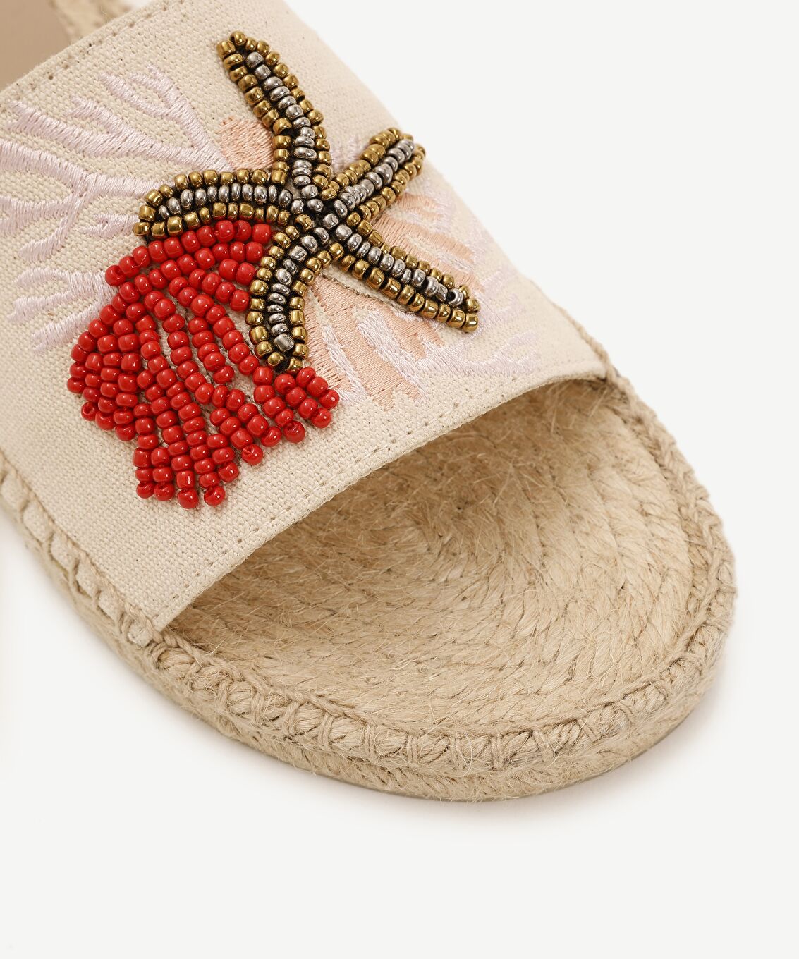 Boncuk İşlemeli Espadril Terlik