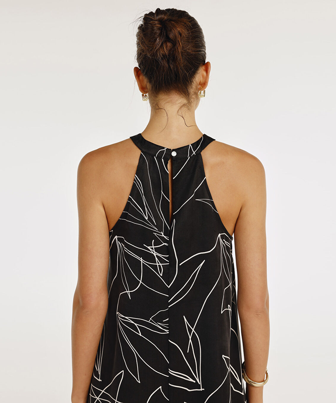 Halter Yaka Kolsuz Midi Elbise