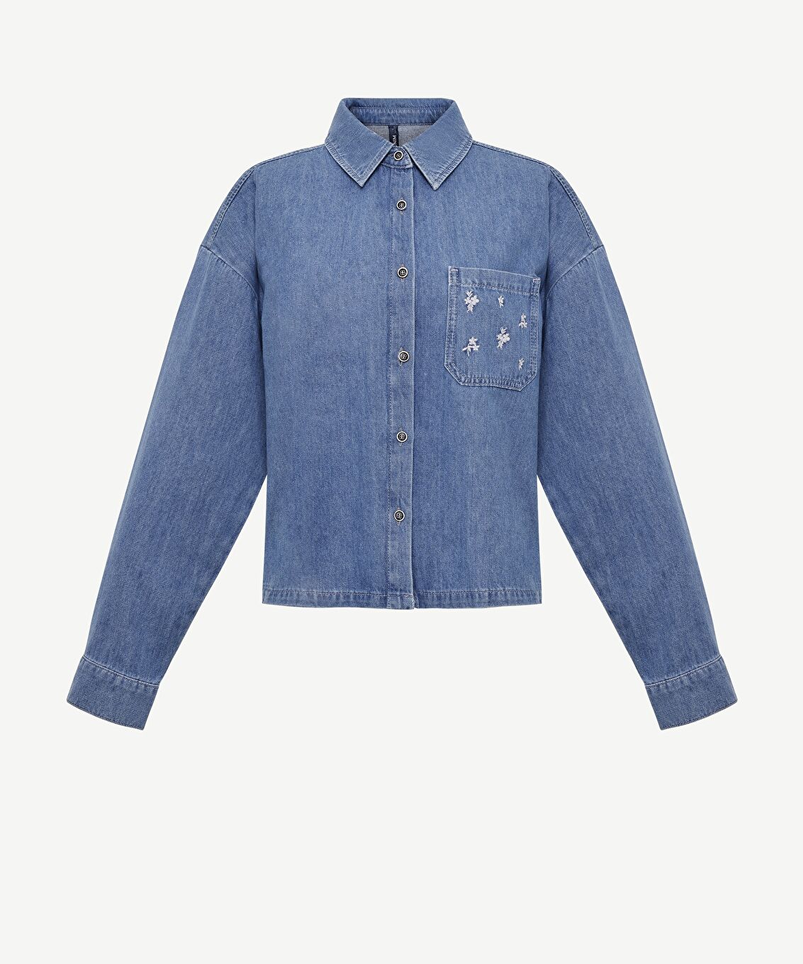 Nakışlı Detaylı Uzun Kollu Denim Gömlek