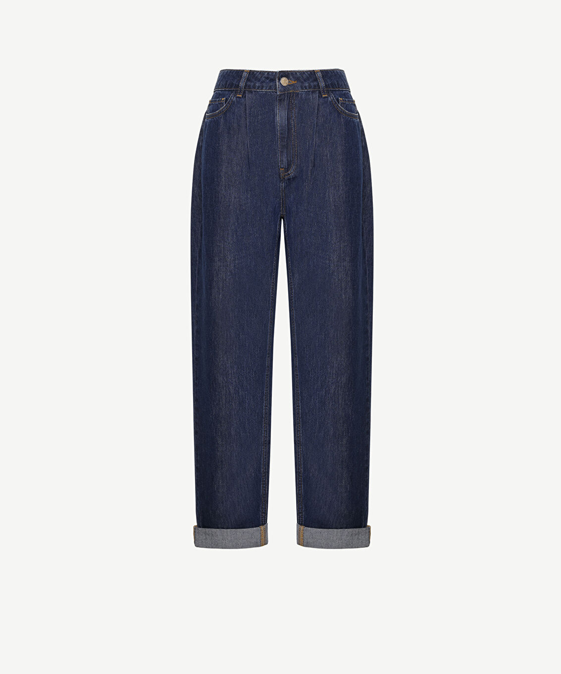 Nakış Detaylı Yüksek Bel Rahat Fit Denim Pantolon