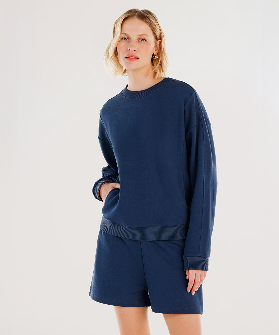 Cepli Bisiklet Yaka Sweatshirt