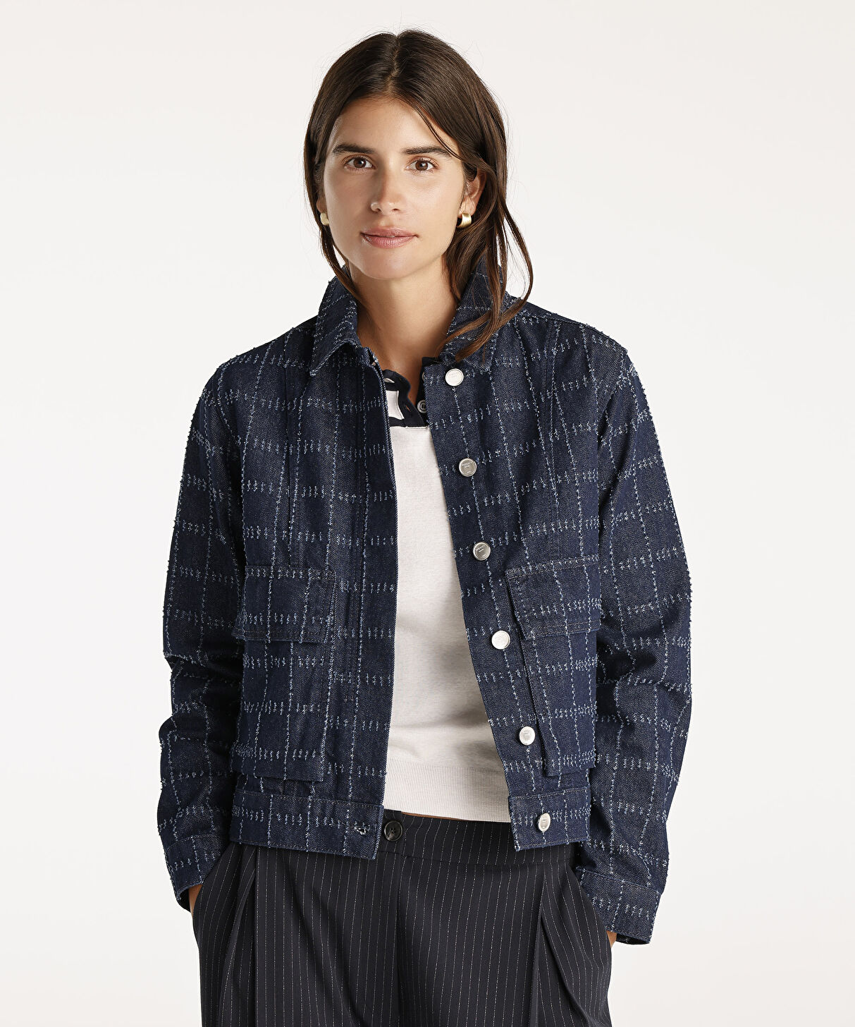 Yargıcı Lacivert Cepli Normal Kesim Denim Ceket 24KKCK5101X484XL