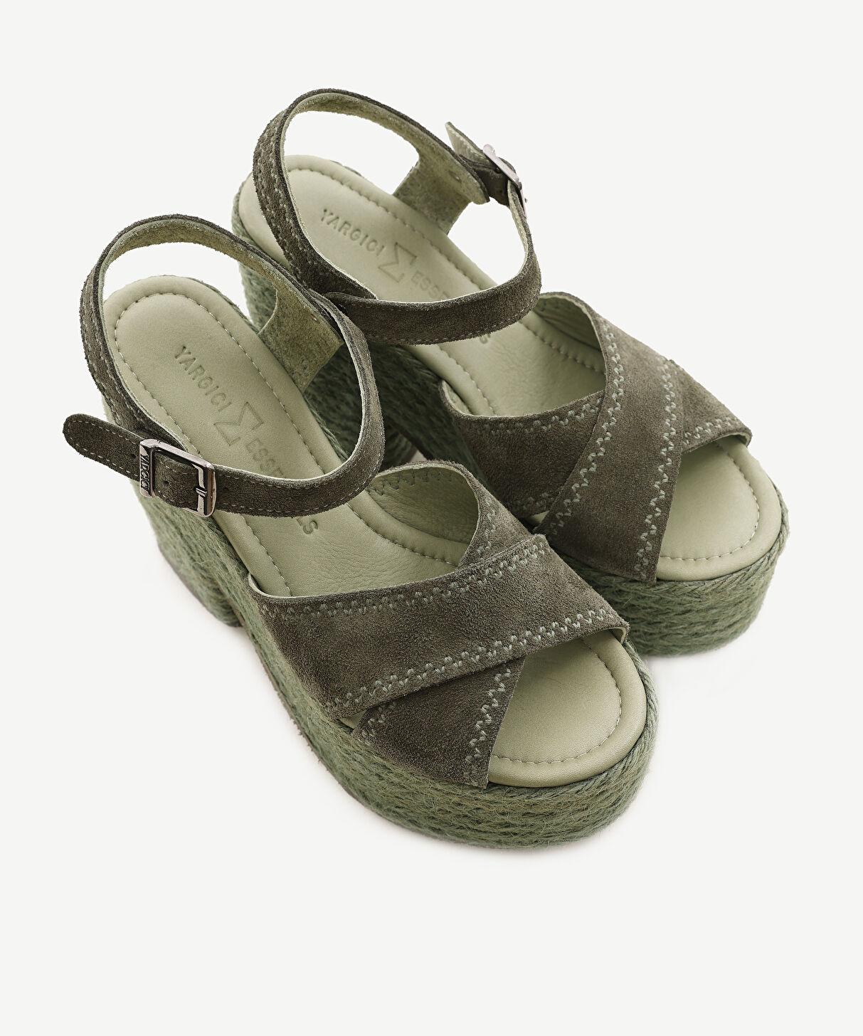 Yargıcı Haki Deri Platform Espadril 24YKAY4561X00737 | Yargıcı
