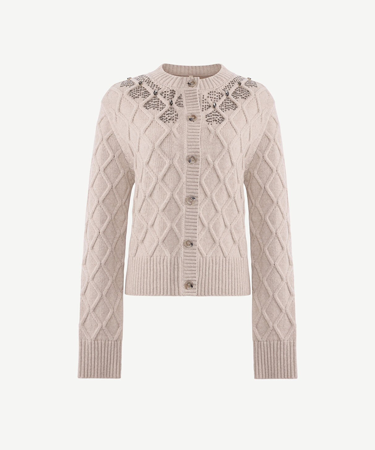 Yargıcı Bej Regular Bisiklet Yaka Uzun Kol Hırka 25KKTR2040X017L