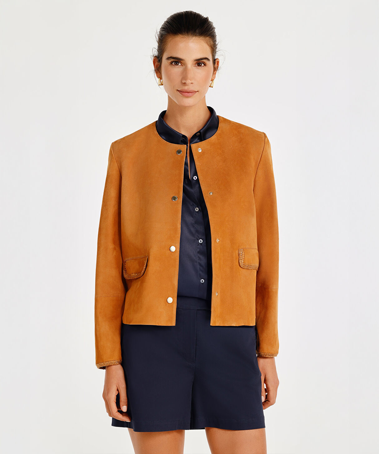 Yargıcı Camel Yakasız Cep Detaylı Süet Ceket 25YKCK5024P008L | Yargıcı