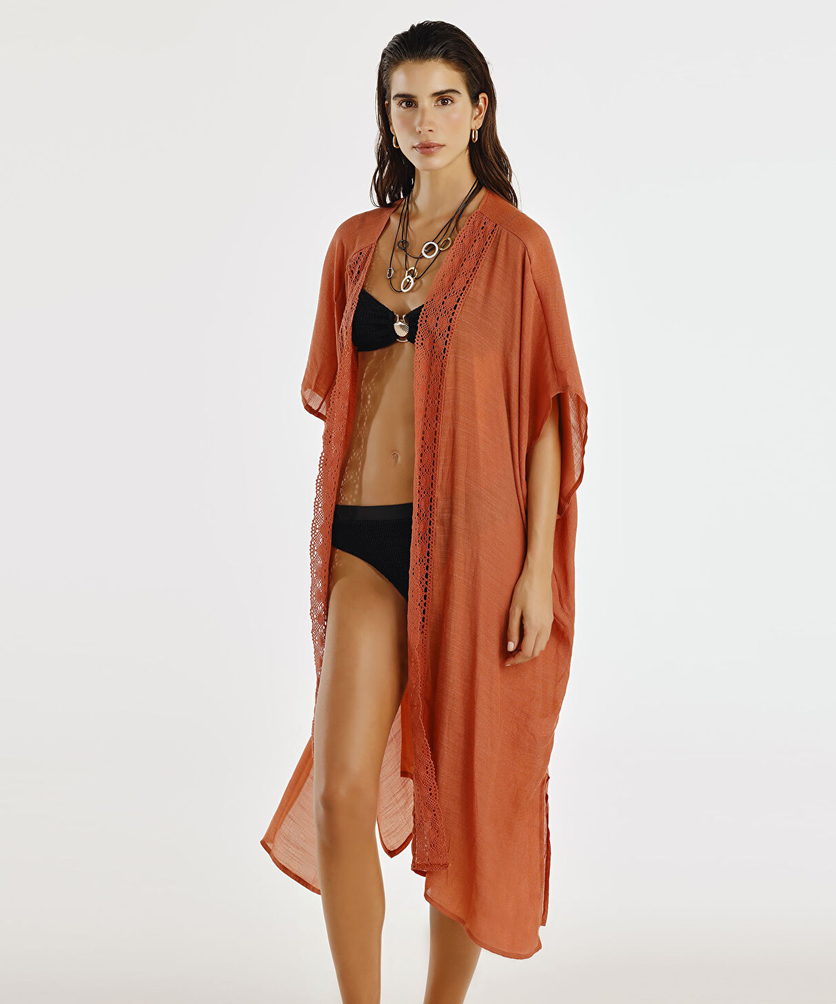 Yargıcı Turuncu Crochet Detayli Beachwear Tunik 25YKEL7093B081ST
