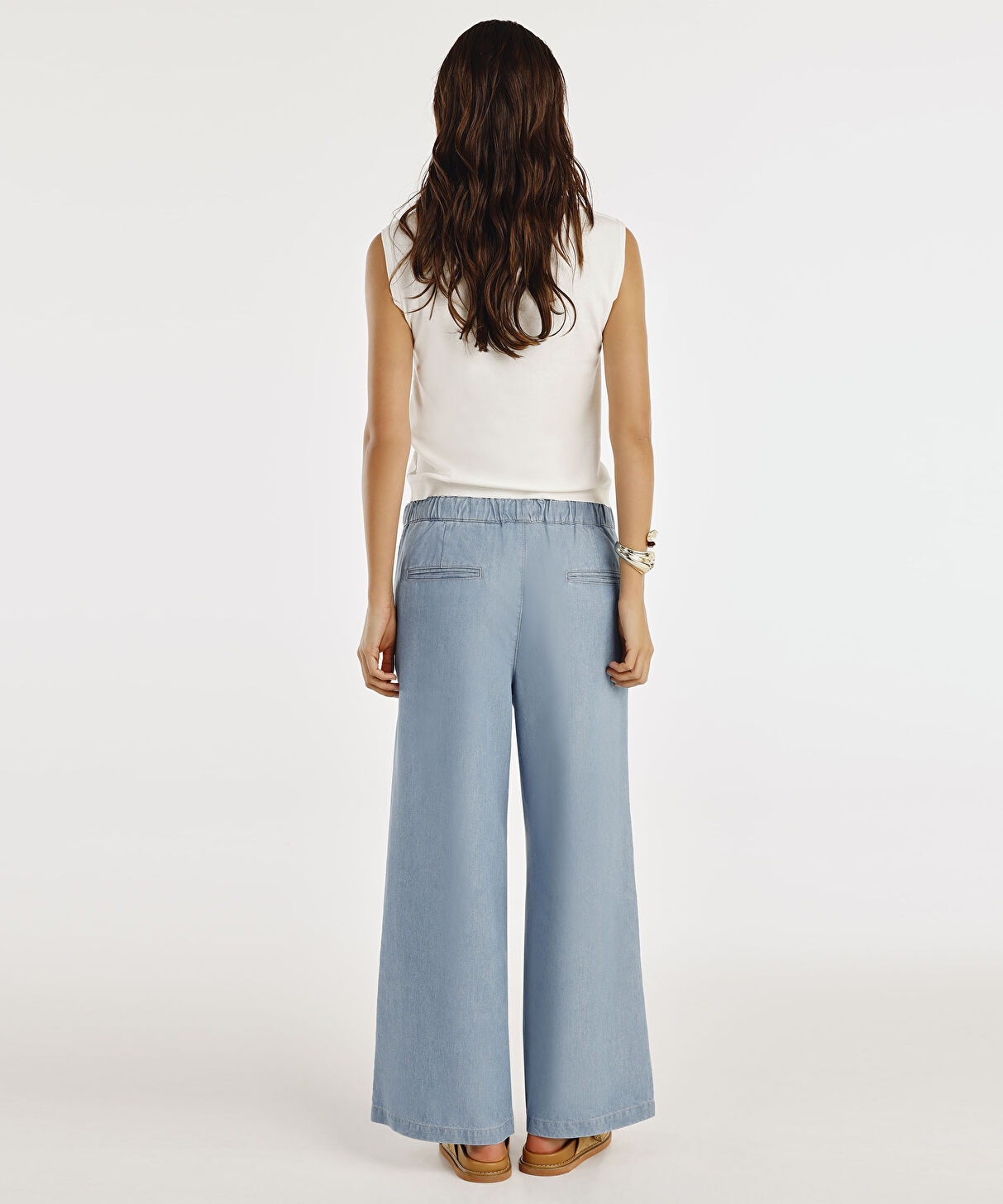 Yargıcı Mavi Beli Lastikli Rahat Fit Denim Pantolon