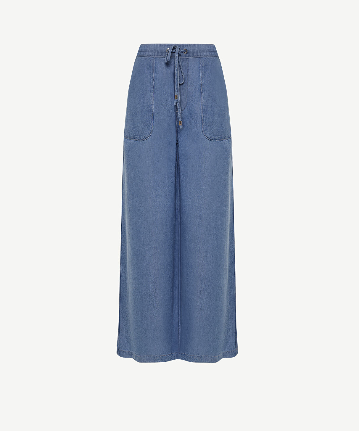 Yargıcı Mavi Beli Lastikli Rahat Fit Denim Pantolon