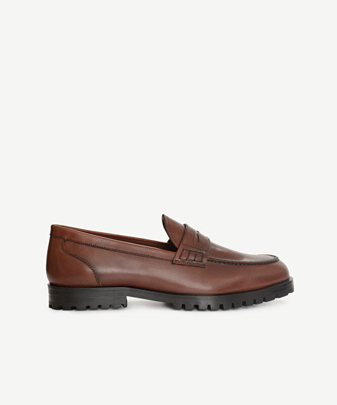 El Boyaması Deri Loafer