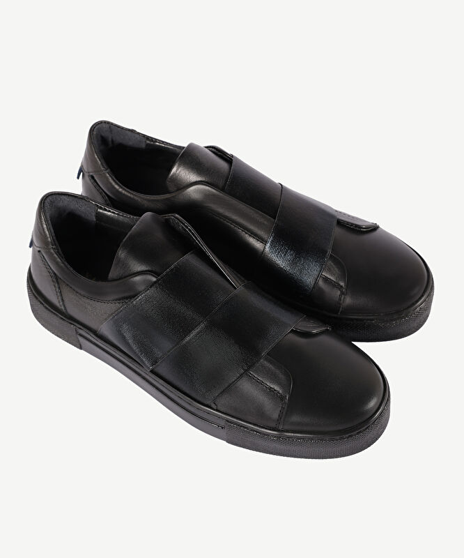 Lastikli Deri Sneaker