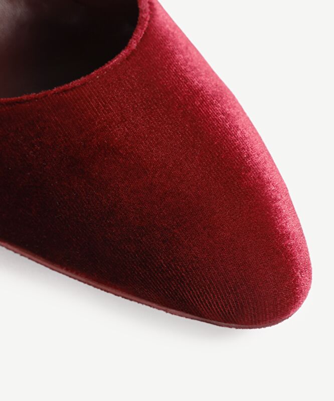 Kadife Kumaş Tabanlı Topuklu Ayakkabı