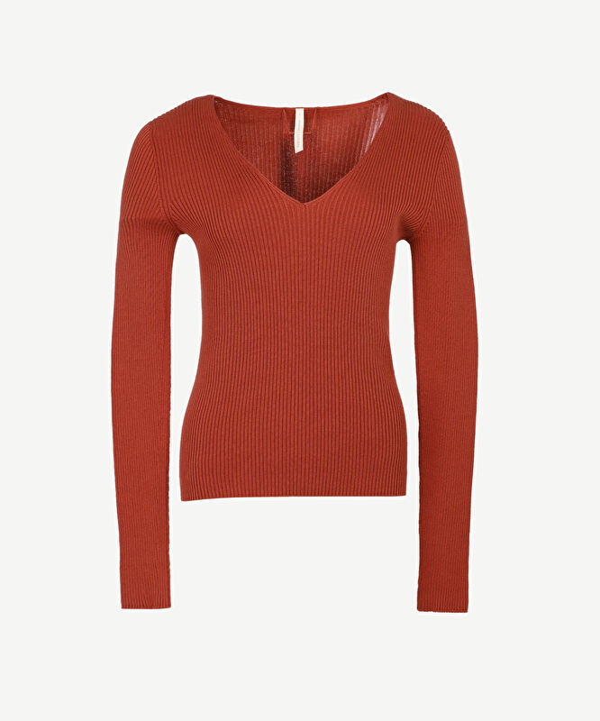 V Yakalı Dikişsiz Triko