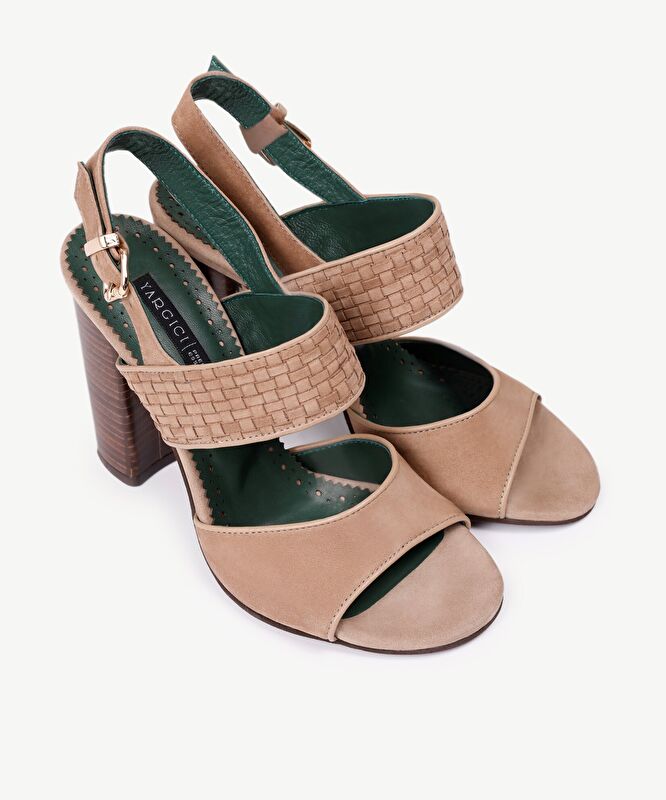 Kösele Kaplama Yumuşak Deri Topuklu Ayakkabı