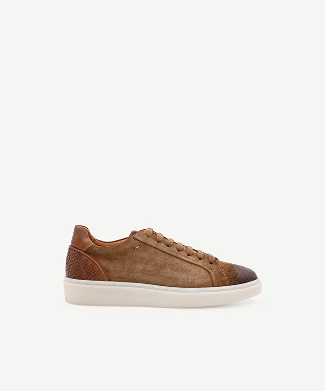 Örgü Detaylı Deri Sneakers