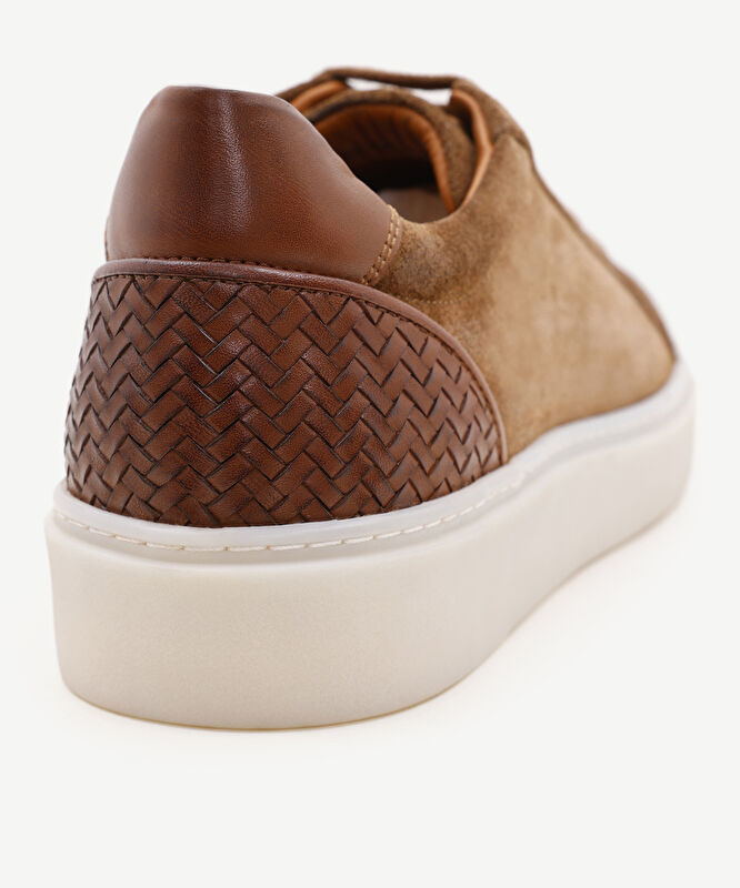 Örgü Detaylı Deri Sneakers