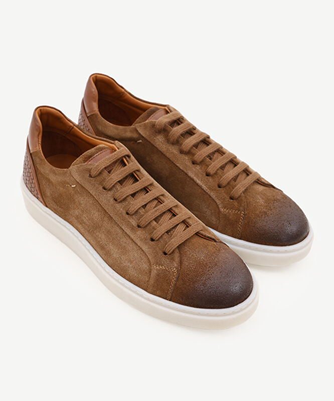 Örgü Detaylı Deri Sneakers