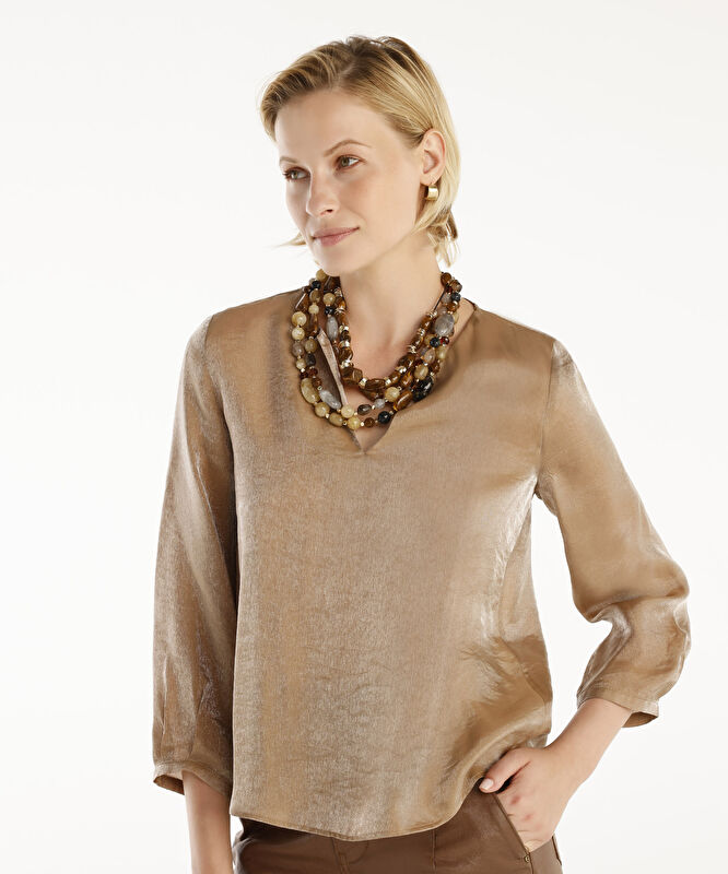 Doğal Taş Ve Gold Detaylı Kolye