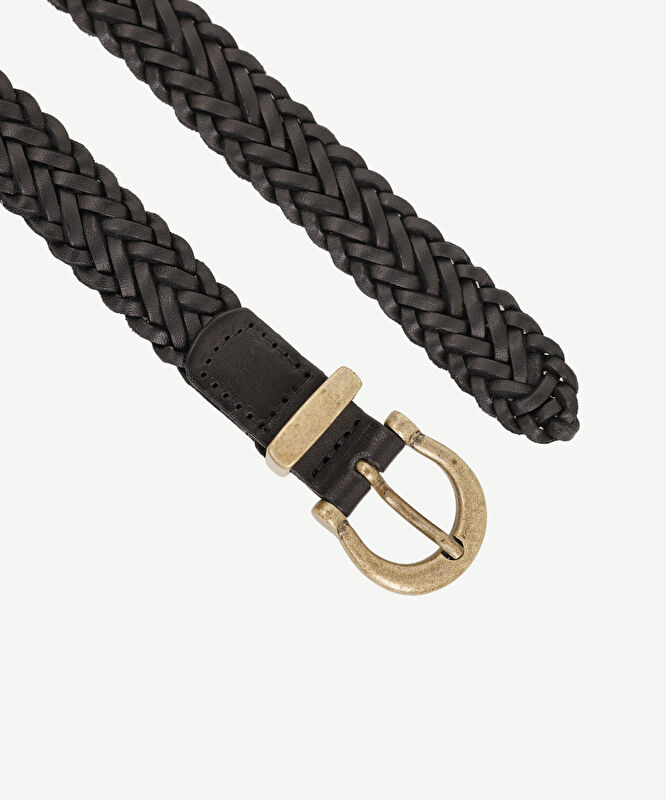 Retro Deri İnce Örgü Kemer