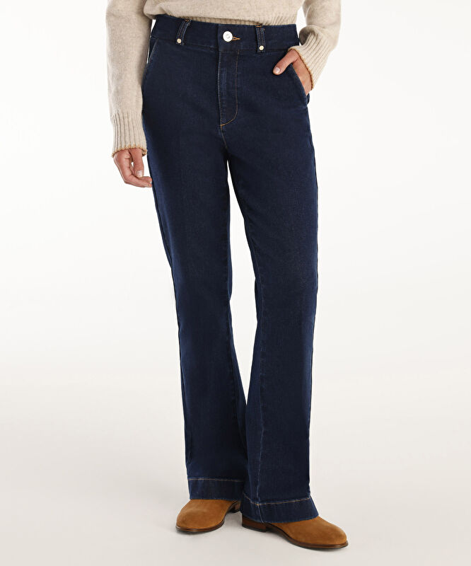 Yüksek Bel Bootcut Denim Pantolon