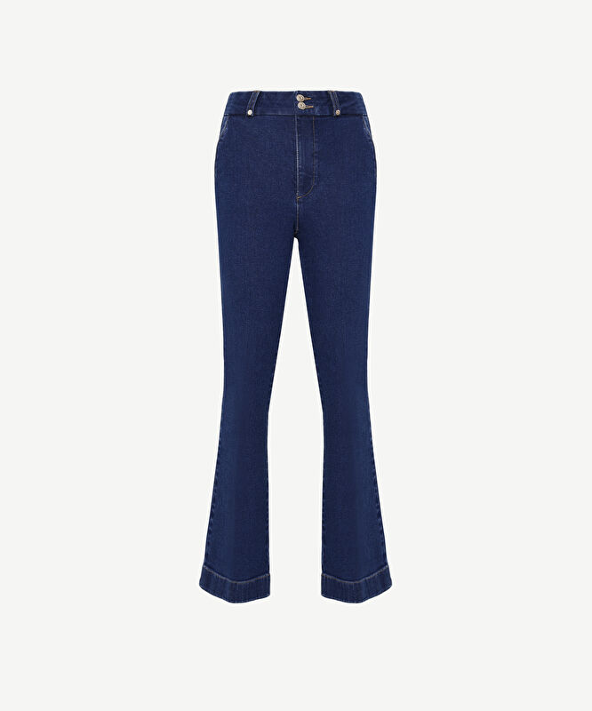 Yüksek Bel Bootcut Denim Pantolon