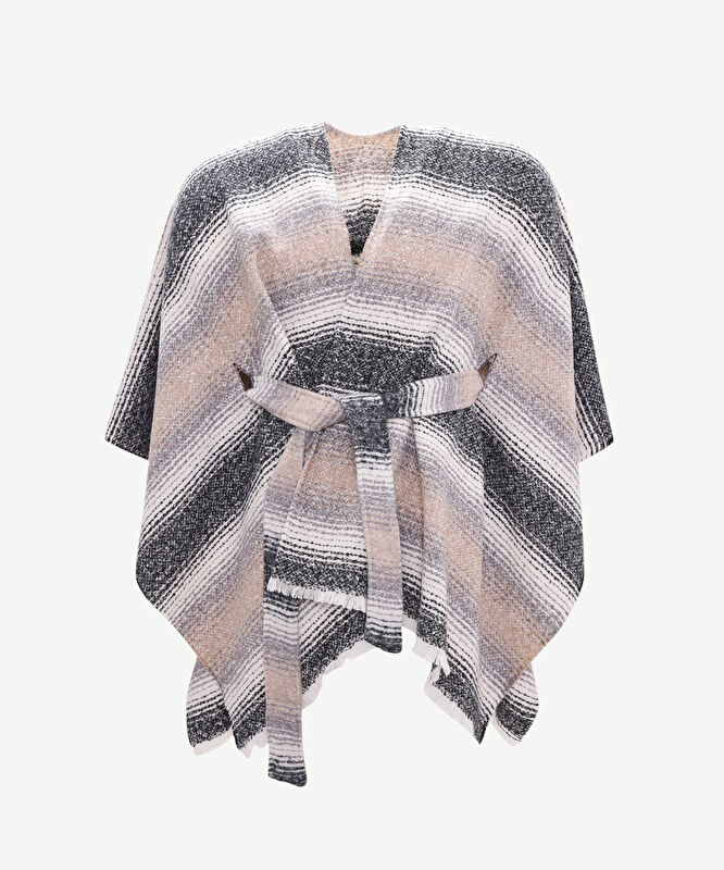 Kalın Çizgili Kemerli Panço