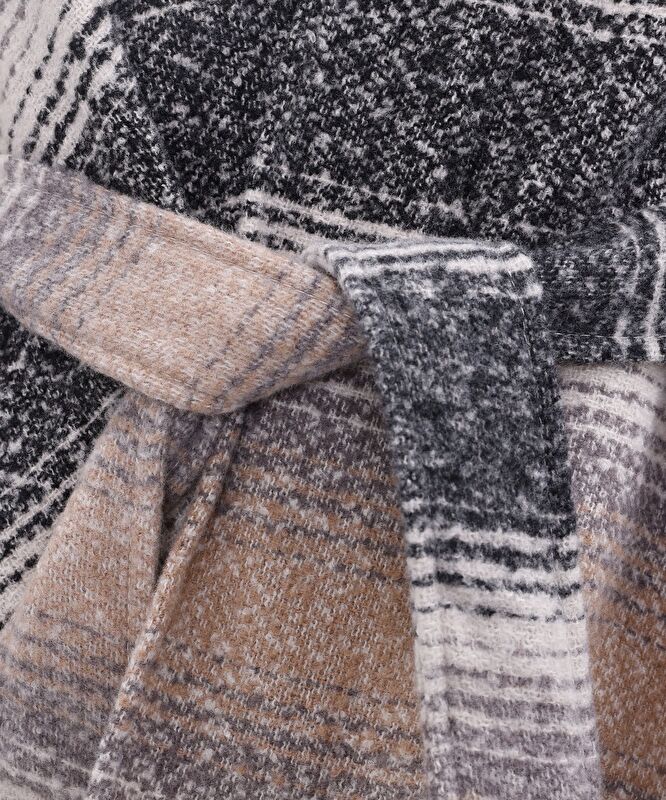 Kalın Çizgili Kemerli Panço