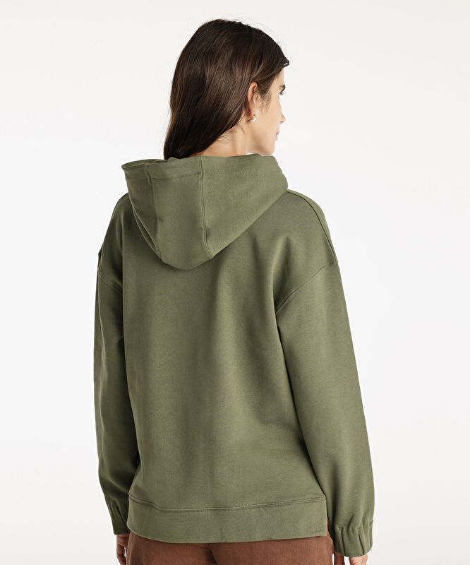 Yırtmaç Ve Kol Ucu Lastik Detaylı Kapşonlu Sweatshirt