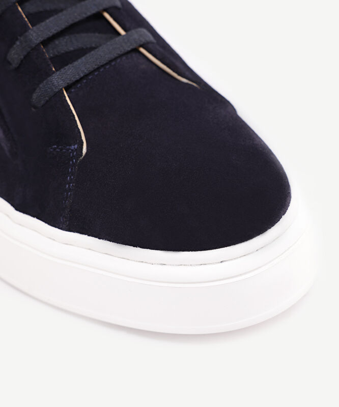 Silikon Kabartmanlı Deri Bağlı Sneakers