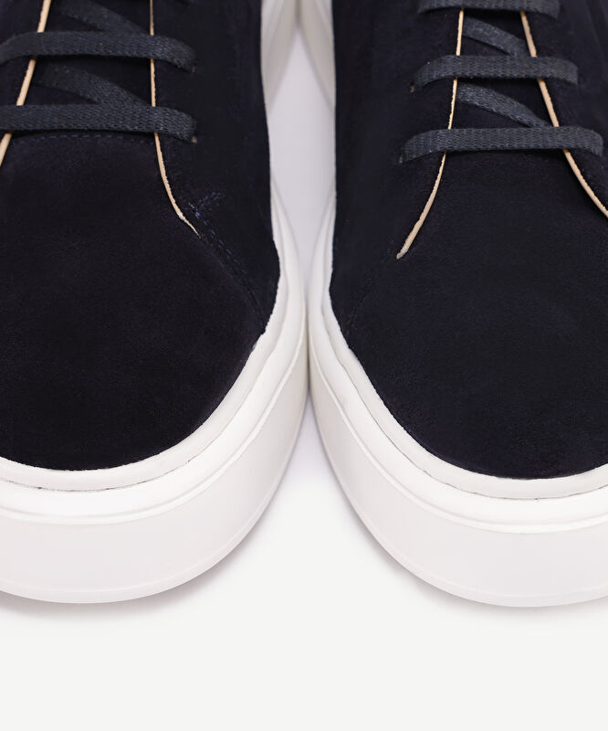 Silikon Kabartmanlı Deri Bağlı Sneakers