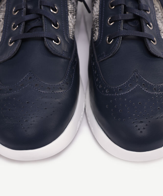 Hasır Detaylı Deri Sneakers