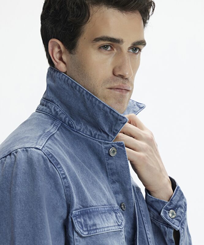 Non-Denim Gömlek Yaka Dört Cepli Düğmeli Ceket