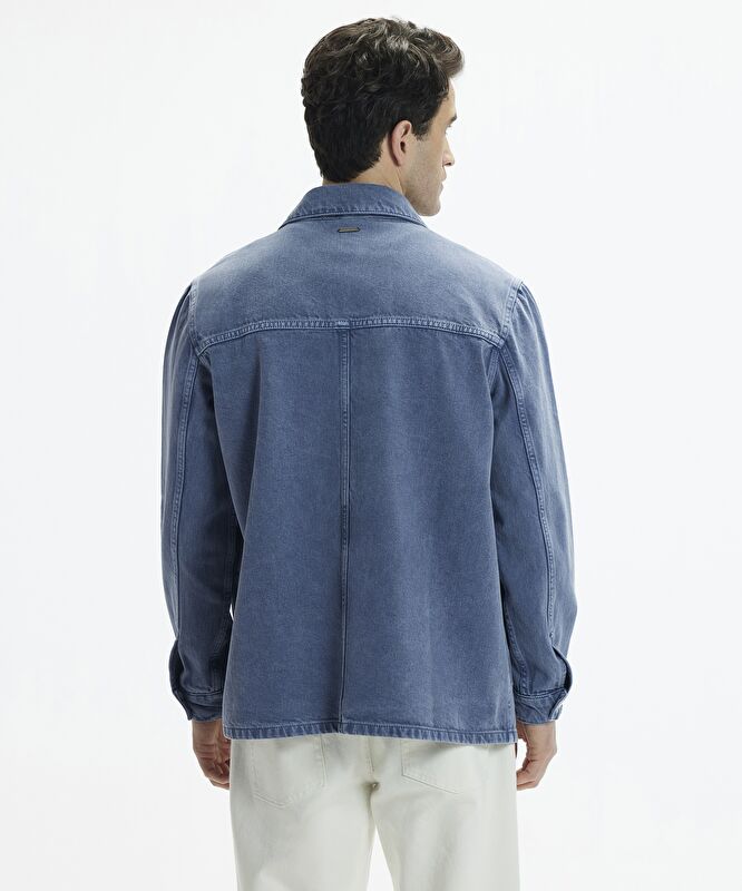 Non-Denim Gömlek Yaka Dört Cepli Düğmeli Ceket