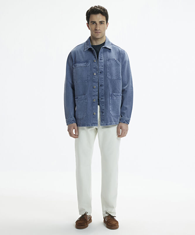 Non-Denim Gömlek Yaka Dört Cepli Düğmeli Ceket